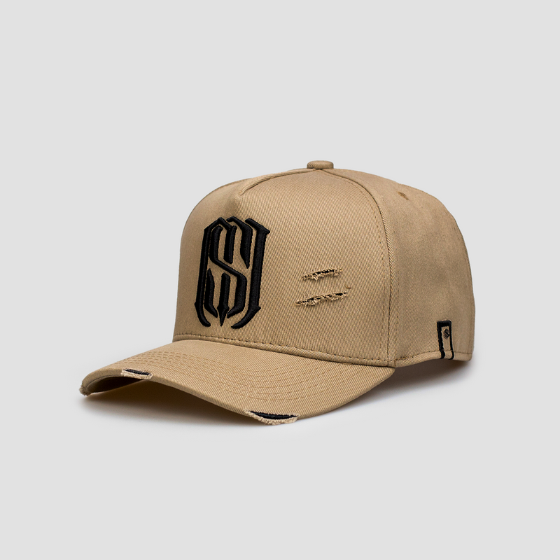 Boné Aba Curva Snapback Mr. Shelby MS-1 Destroyed Bege Preto